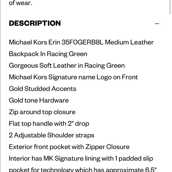 New Michael Kors running green leather backpack main image 3